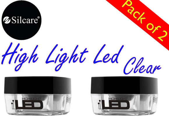 2 x LED High Light Clear 4g UV Gel Nails Medium Thick Builder File Off Silcare