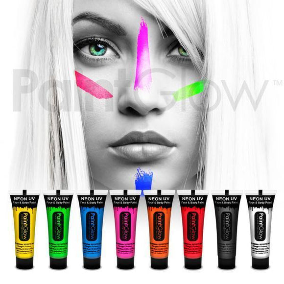 PaintGlow UV Neon Glow Face & Body Paint 8 Pack Fancy dress face paint makeup