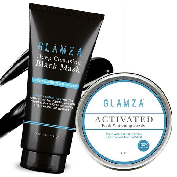 Glamza Activated Charcoal Kit Blackhead Black Mask & Teeth Whitening Powder