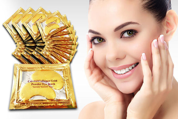 10 x Premium Crystal Collagen Gold Powder Eye Masks Face Pad Anti Ageing Wrinkle