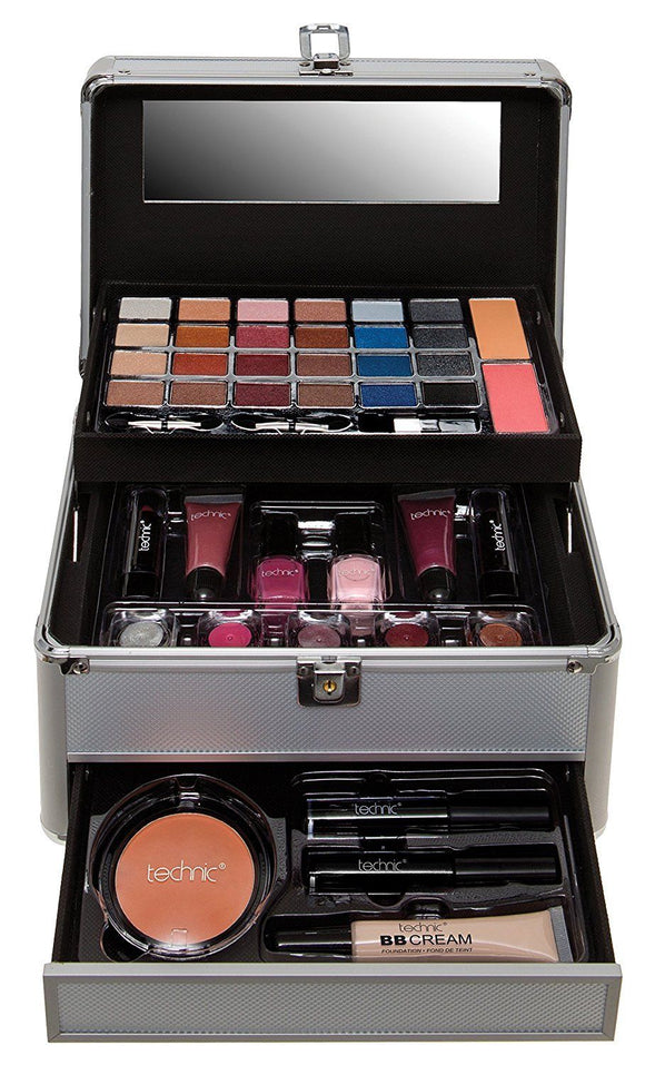 Technic Cosmetic Beauty Vanity Case Make Up Storage Box Girls Xmas Gift Set NEW