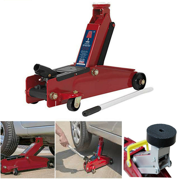 3 Ton Heavy Duty Trolley Jack With  Jacking Pad
